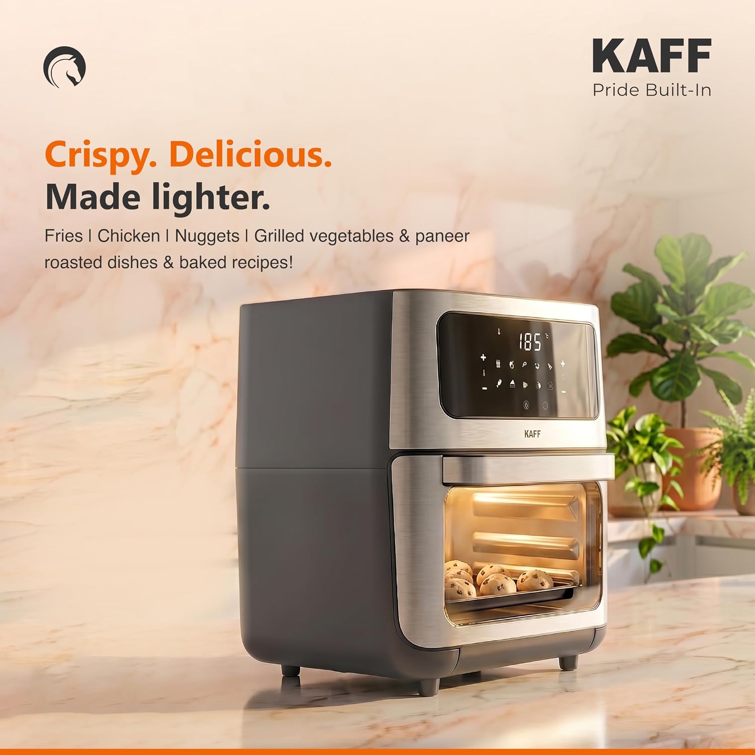 KAff Digital Air Fryer 8L Air Fryer for Home KFR8 Temperature, Non-Stick Basket, Timer, Black