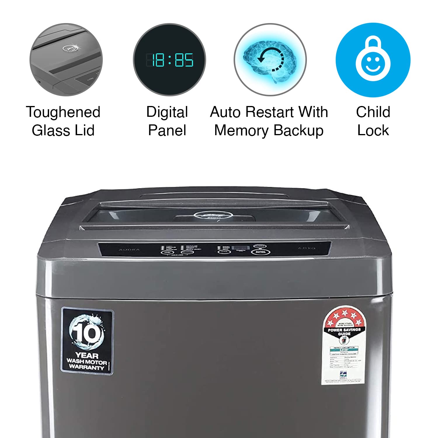 Godrej 7 Kg 5 Star Fully-Automatic Top Loading Washing Machine (WTEON 700 AD 5.0 ROGR, Grey, Acu Wash Drum)