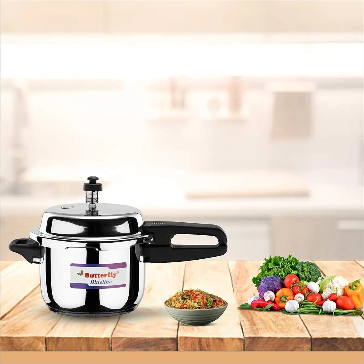 Butterfly Blue Line Stainless Steel Outer Lid Pressure Cooker, 3 Litre