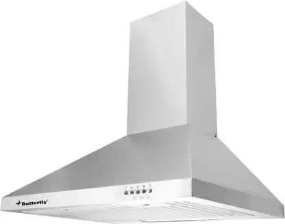 Butterfly Rhino Wall Mounted Chimney  (Silver 700 m3/h)
