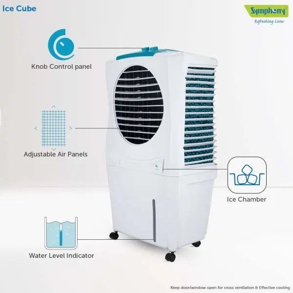 Symphony Ice Cube 27 Personal Room Air Cooler 27-litres with Powerful Fan, 3-Side Honeycomb Pads, Multistage Air Purification & Low Power Consumption (White)