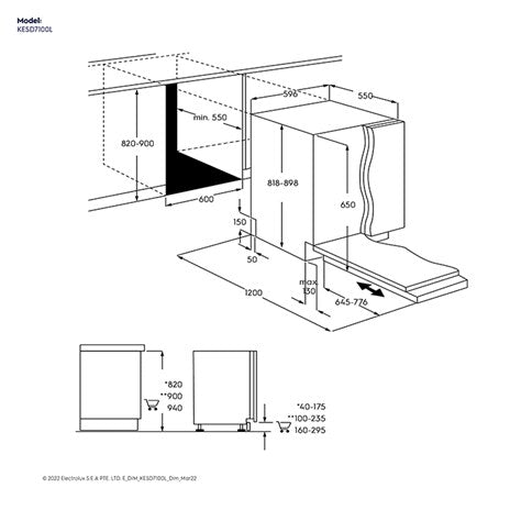 Electrolux KESD7100L 60Cm Ultimate Care 500 Fully Integrated Dishwasher with 13  Place Settings