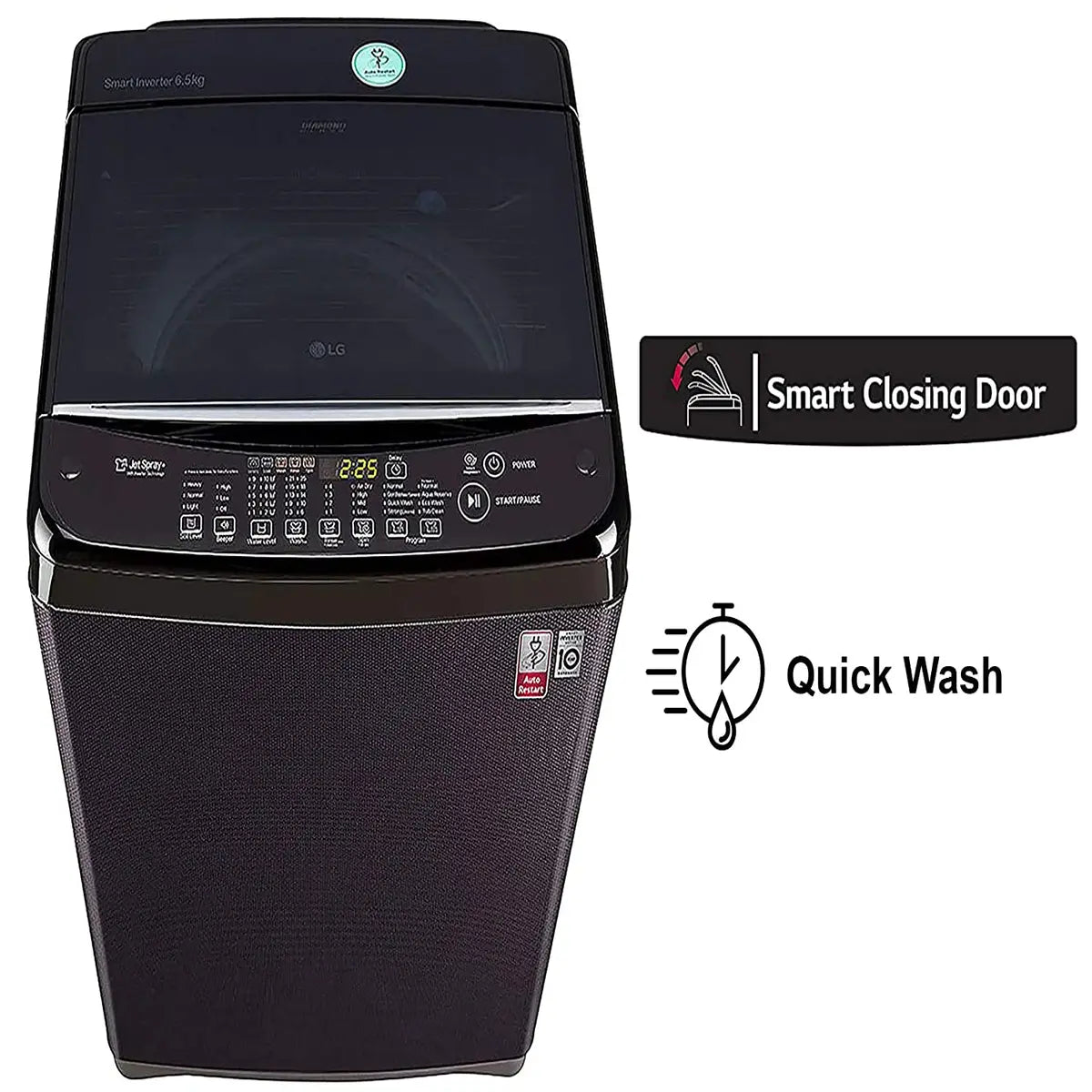 LG 6.5 Kg Inverter Fully-Automatic Top Loading Washing Machine (T7577NDDLK, Black Knight)