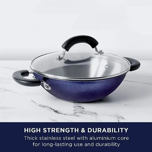 Meyer Centennial Stainless Steel Covered Kadai Induction Base 70642 26cm Blue Diamond