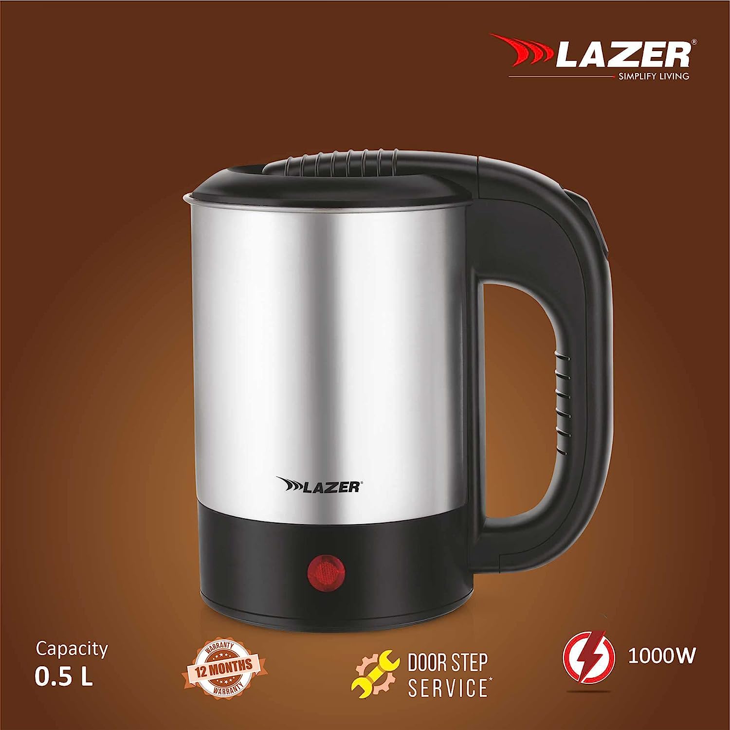 Lazer Hotpot 0.5liter 1000W Electric Kettle (Brushed steel)