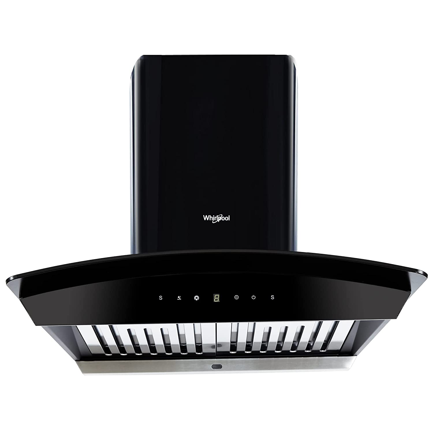 Whirlpool 60 cm 1100 m³/HR Auto-Clean Curved Glass Kitchen Chimney (CG 601 HAC HOOD, Baffle Filter, Touch Control, Black)