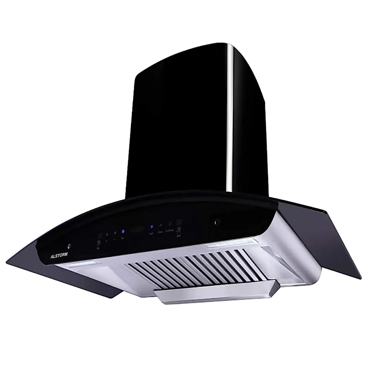 Alstorm Desire 90 cm 1300 m3/hr Auto Clean Chimney (Baffle Filters MS, Motion Sensor Control, Titanium Glossy Black)