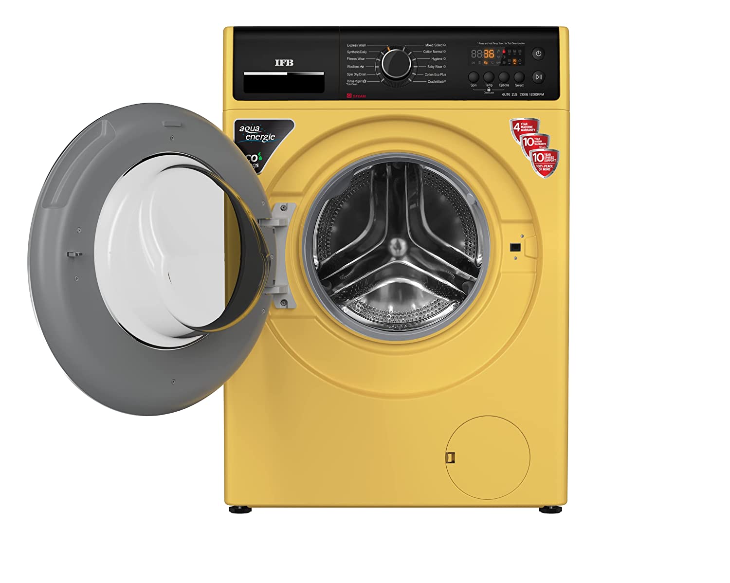 IFB 7 Kg 5 Star Front Load Washing Machine 2X Power Steam (ELITE ZLS 7012, Yellow, In-built Heater, 4 years Comprehensive Warranty)