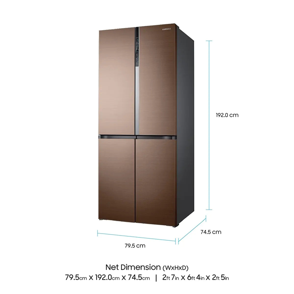 Samsung 594 L Inverter Frost-Free Side-by-Side Refrigerator (RF50K5910DP/TL, Refined Bronze)