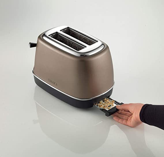 Ariete Tostapane Classica 158/38, Electric Toaster 2 Slices, Without Tongs, 815 W, 3 Functions, 6 Browning Levels, Bronze