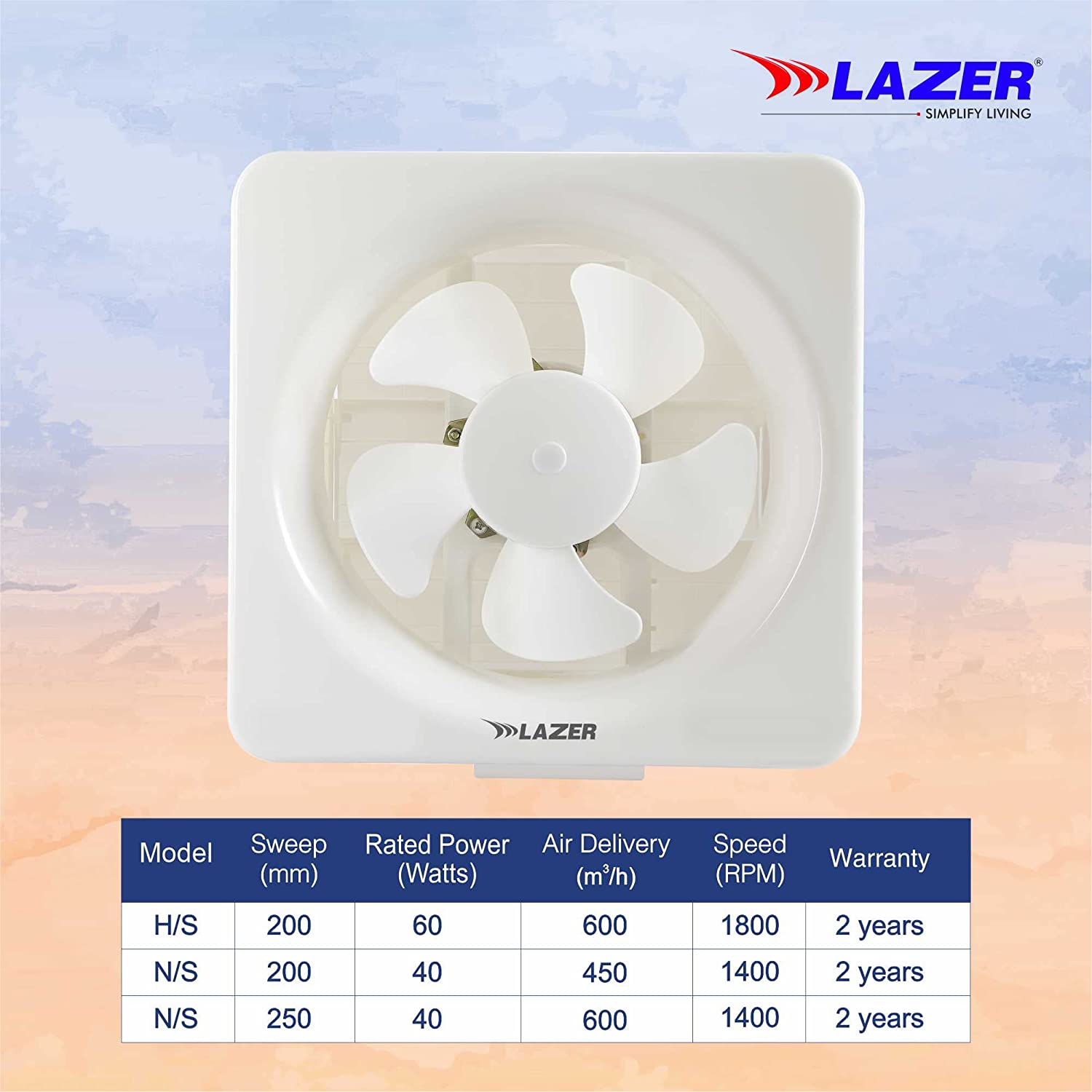Lazer Exotica 200MM Ventil Air NS Exhaust Fan (White)
