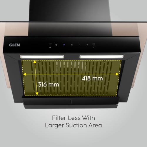GLEN 60 cm 1400m3/hr Auto-Clean Filterless Wall Mounted Kitchen Chimney With Motion Sensor+Touch Controls (Selena XL Black)