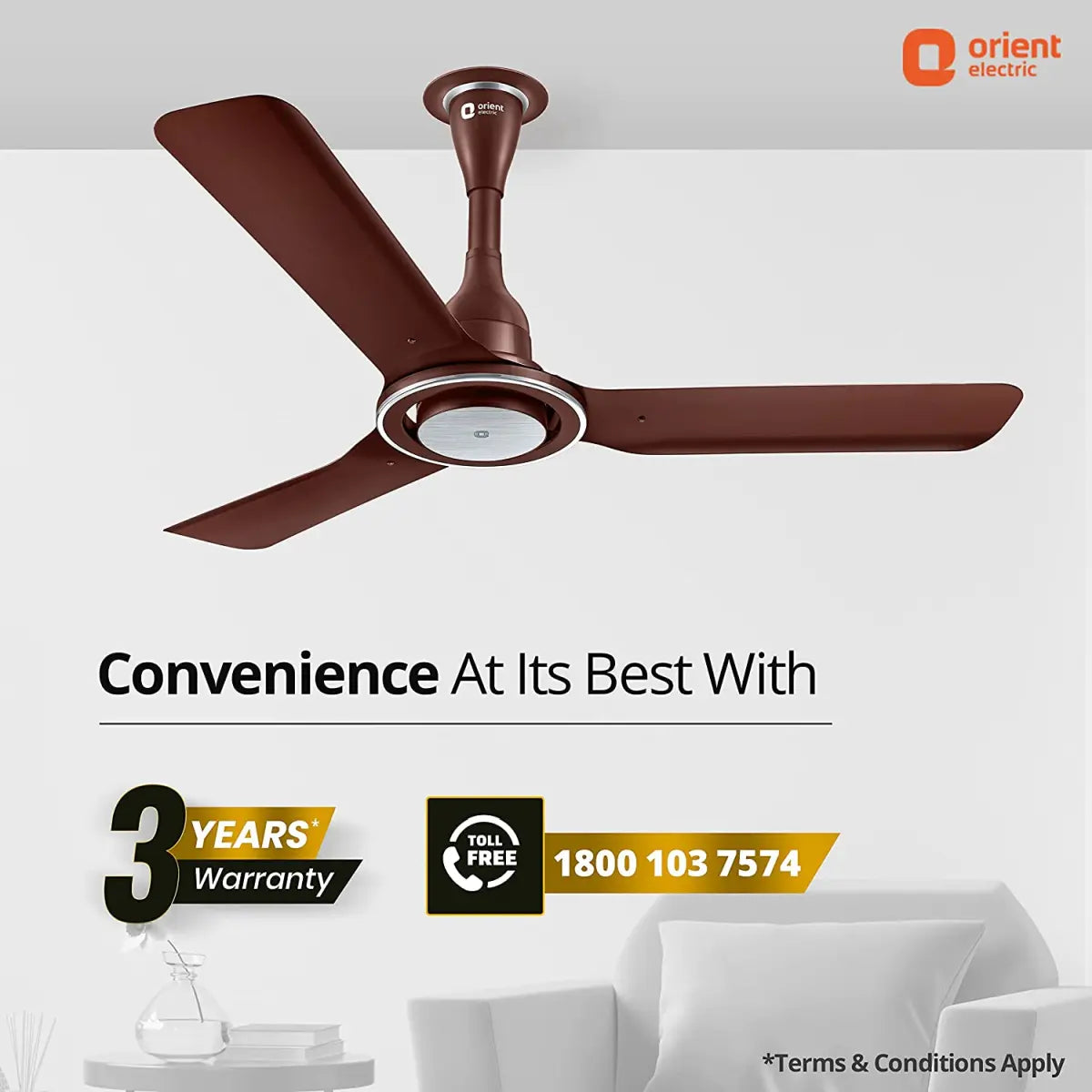 Orient Electric I Float 1200mm 32W Intelligent BLDC Ceiling Fan for Home  BLDC Ceiling Fan  (Brown)