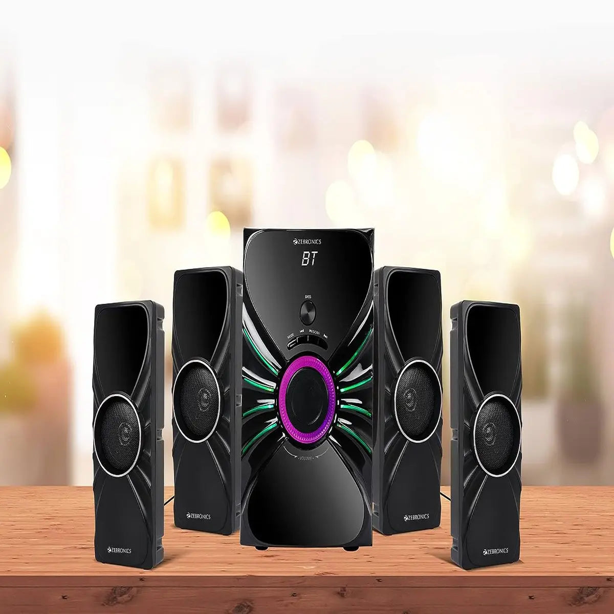 ZEBRONICS Zeb-Rainbow 400 Multimedia Speaker with Bluetooth/AUX/USB/FM & Remote (105 Watt, 4.1 Channel)
