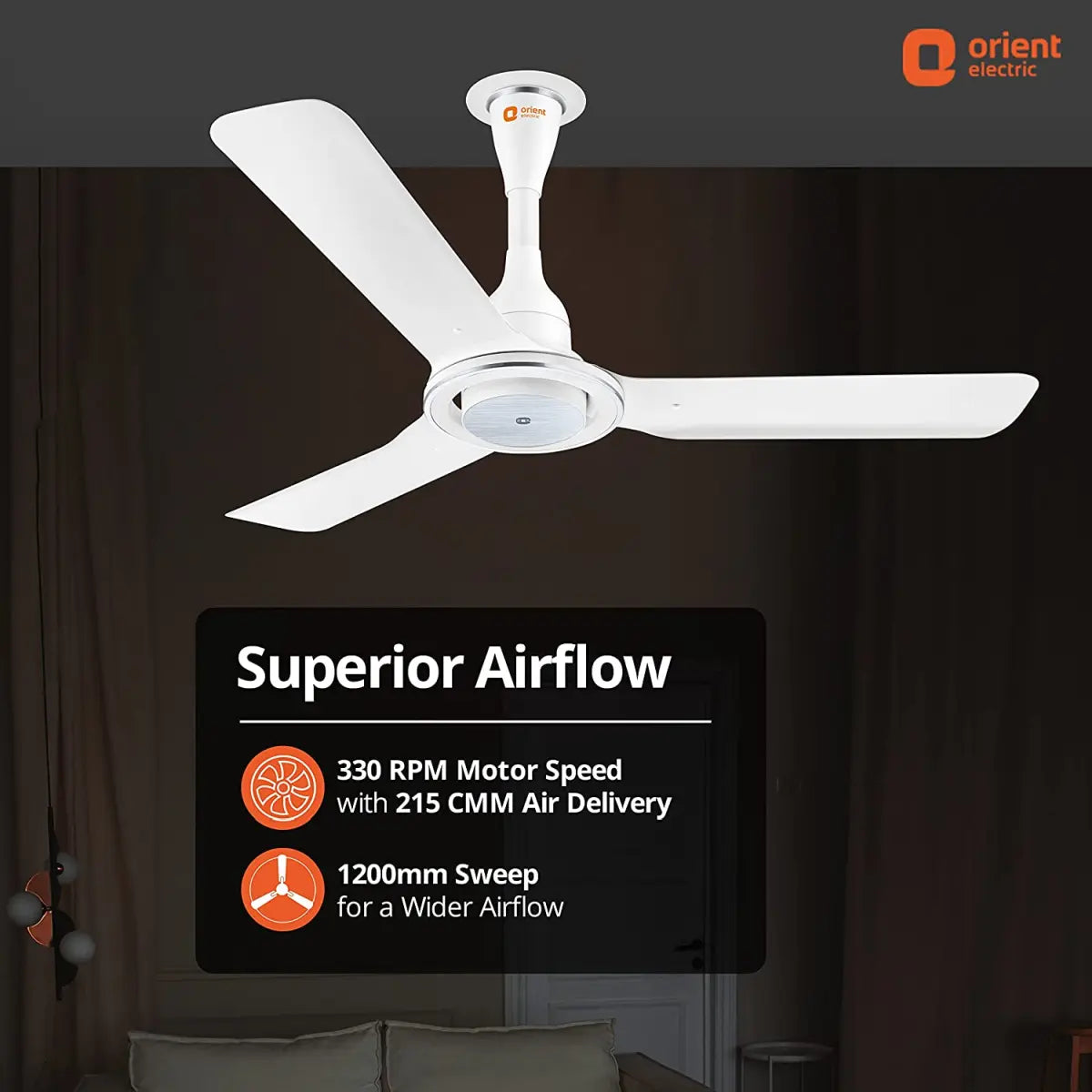 Orient BLDC Fan I Float White 1200mm