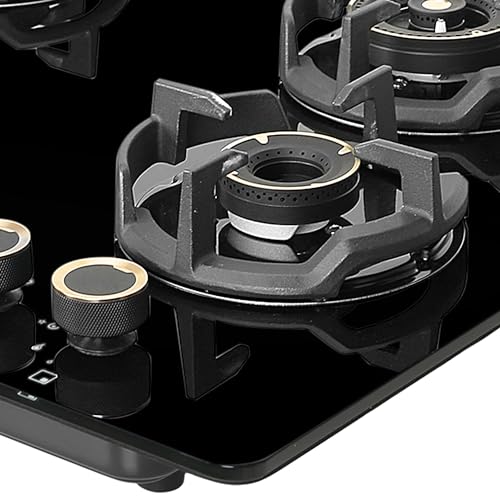 Faber 70cm 4 Burner Hob | Auto Electric | Built-In or Hobtop | Brass Burners | Cast Iron Pan Support | Glass Finish | Metal Knobs | Warranty 5 Years on Glass and Valves | HOB EXPERIA HT704 AL