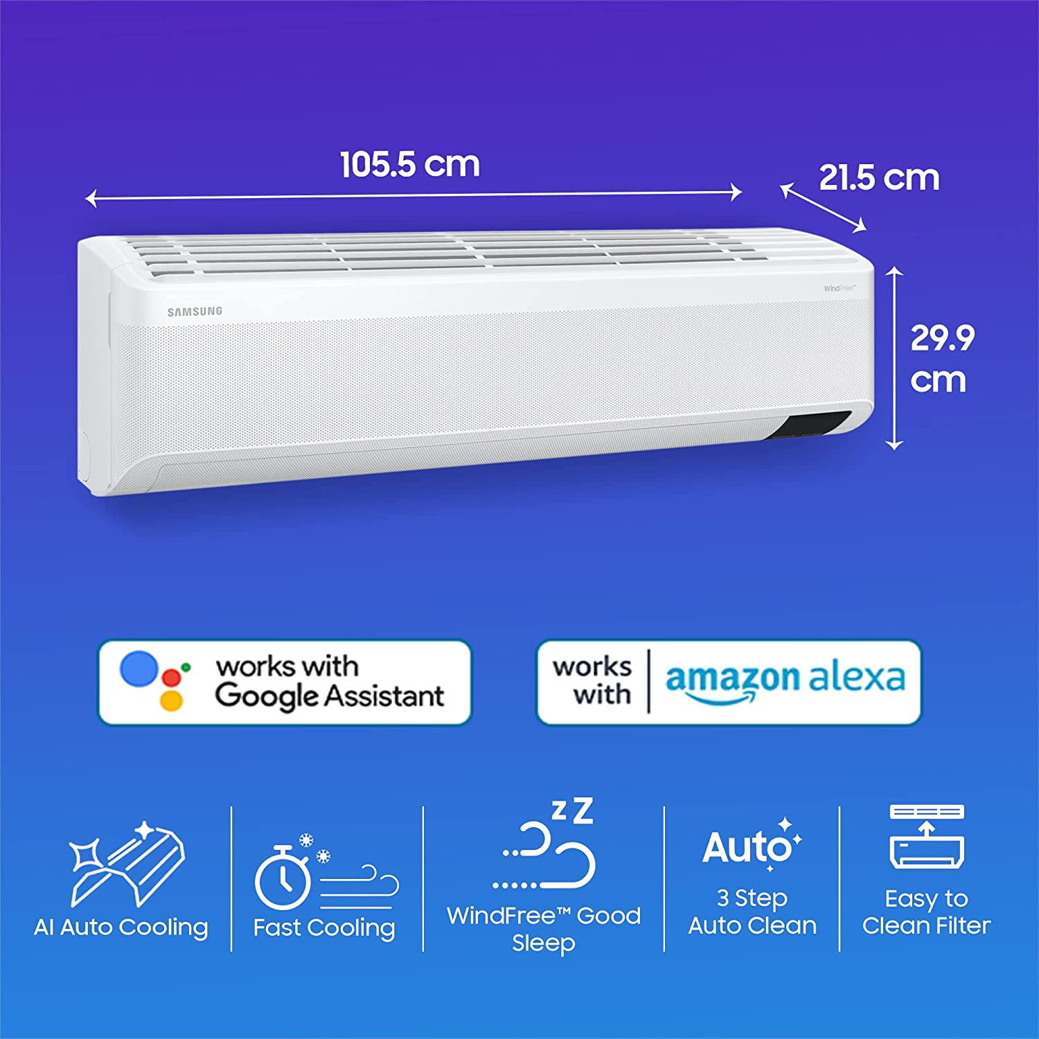 Samsung 1.5 Ton 5 Star Wi-fi Enabled Inverter Split AC Copper AR18CYNANWK White)
