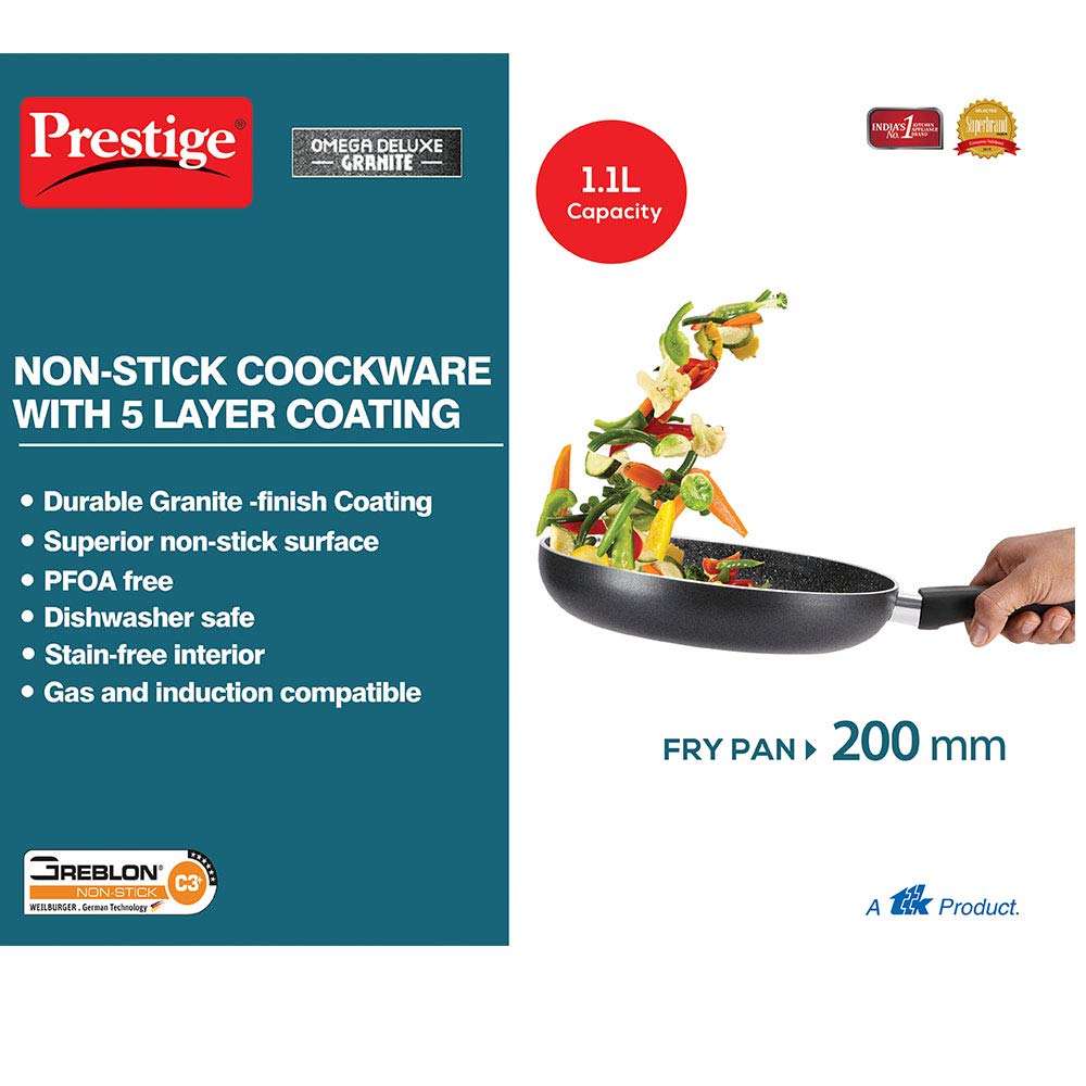 Prestige Omega Deluxe Aluminium Granite Fry Pan, 200mm