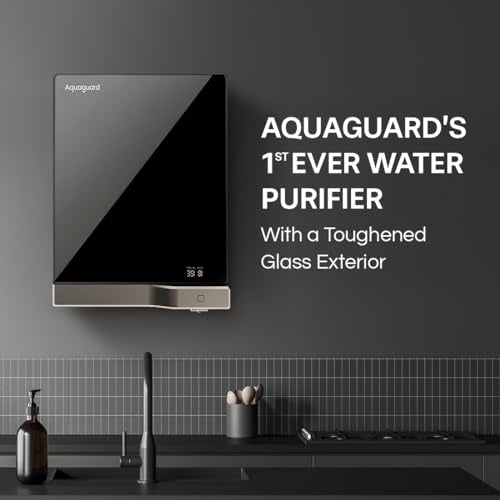 Aquaguard Slim Glass 9-Stage RO+UV Water Purifier | Toughened Glass Exterior (1st time ever) | Input & Output TDS Indicator | Slimmest RO Purifier | Active Copper Tech | Suitable for all Wate