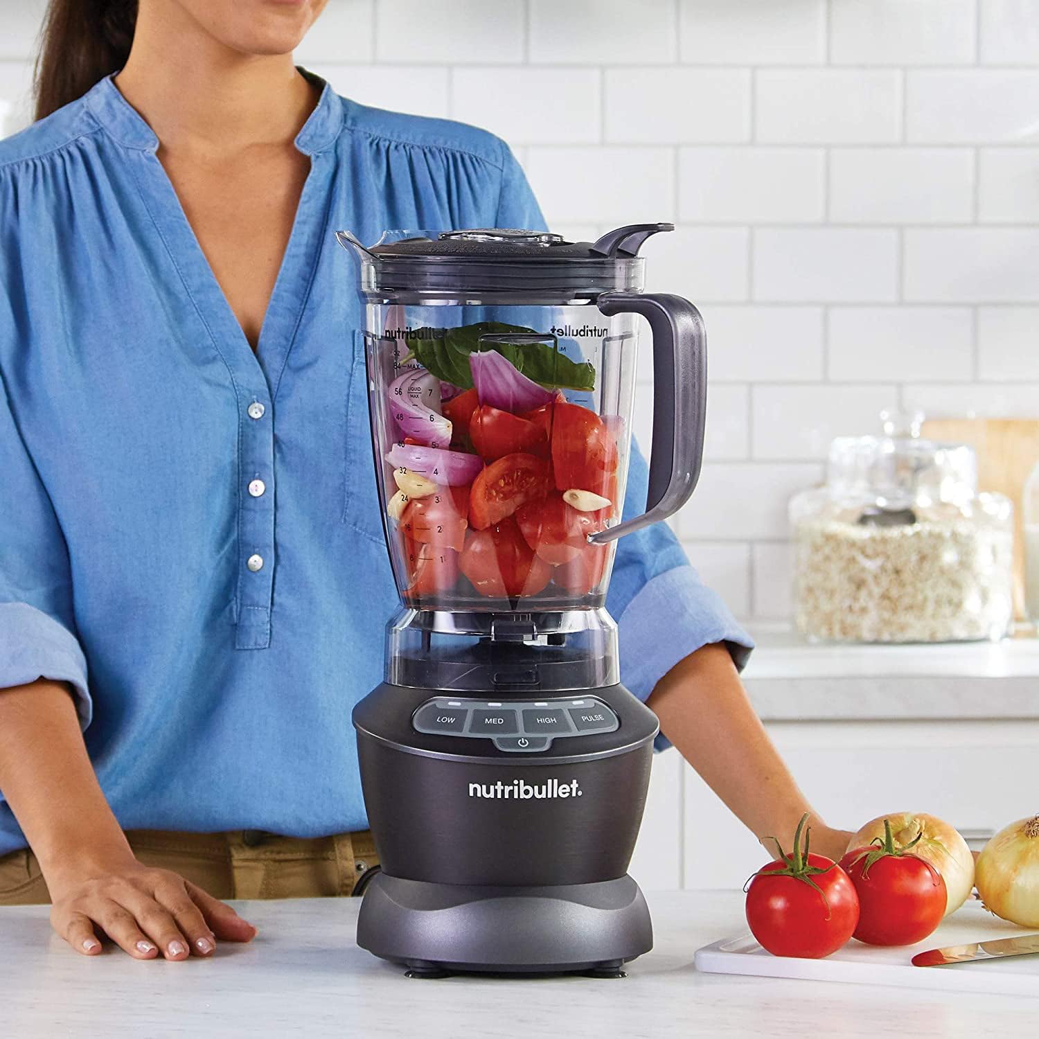 Nutribullet 1200W Combo Blender Mixer: The Ultimate Kitchen Appliance for Blending, Grinding, and Processing - Includes 3 Unbreakable Jars, 1.8L Pitcher, and Tamper - The Original Nutribullet