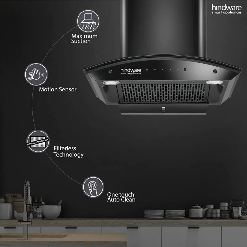 Hindware Chimney Celesia 60 CM BLK With Motion Sensor