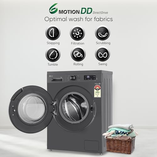 LG 8 Kg 5 Star Wi-Fi, Direct Drive Technology, Steam Wash, 6 Motion DD, Fully-Automatic Front Load Washing Machine (FHB1208Z4M, Allergy Care, In-Built Heater, Touch Panel, 2024 model, Middle