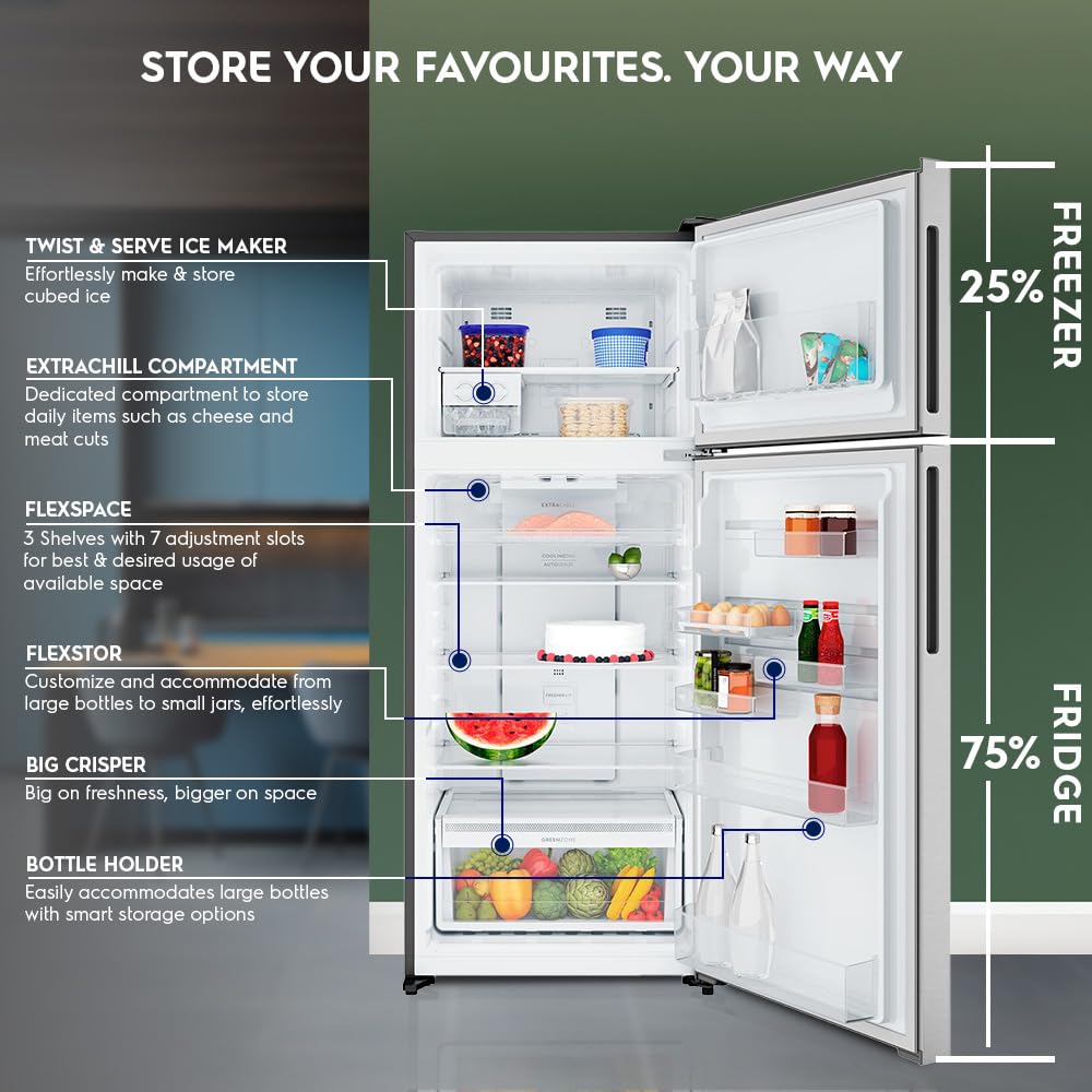 Electrolux ETM4302C-S 431L Double Door Fridge - Brush Neutral Steel: Sleek and Spacious Cooling Solution