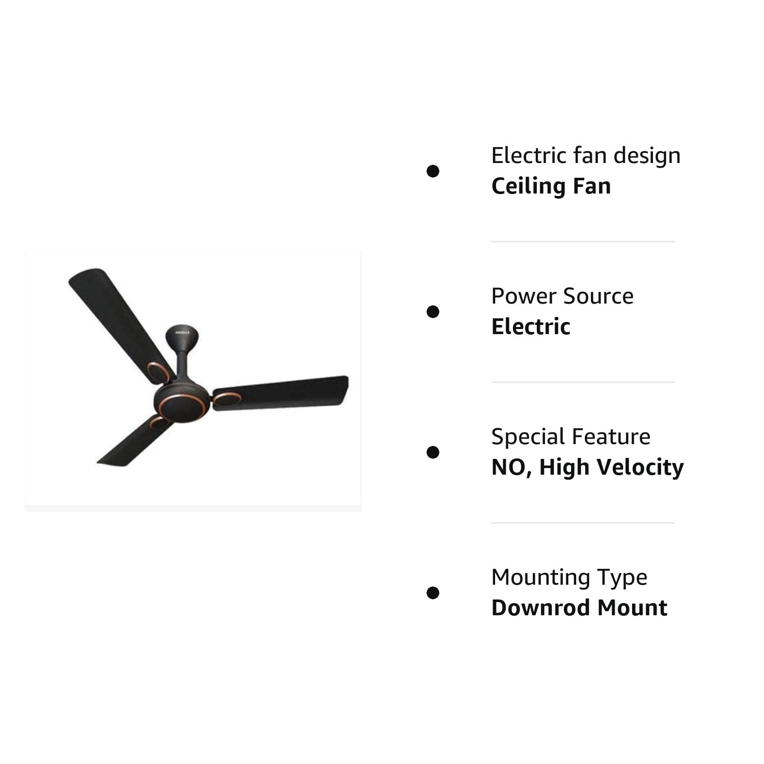 Havells Fusion Prime 1200mm Ceiling Fan Matte Black