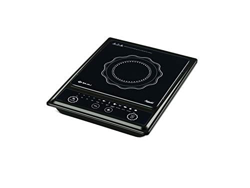 Bajaj Splendid 1200W Induction Glass Ceramic Cooktop with Pan Sensor and Voltage Pro Technology, Black