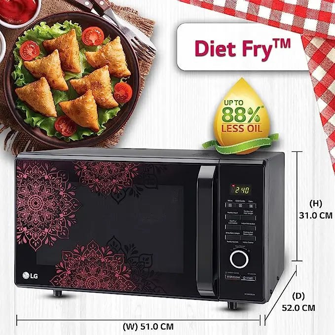 LG 28 L Convection Microwave Oven (MC2887BIUM, Black, Heart Friendly Recipes, 360° Motorised Rotisserie)