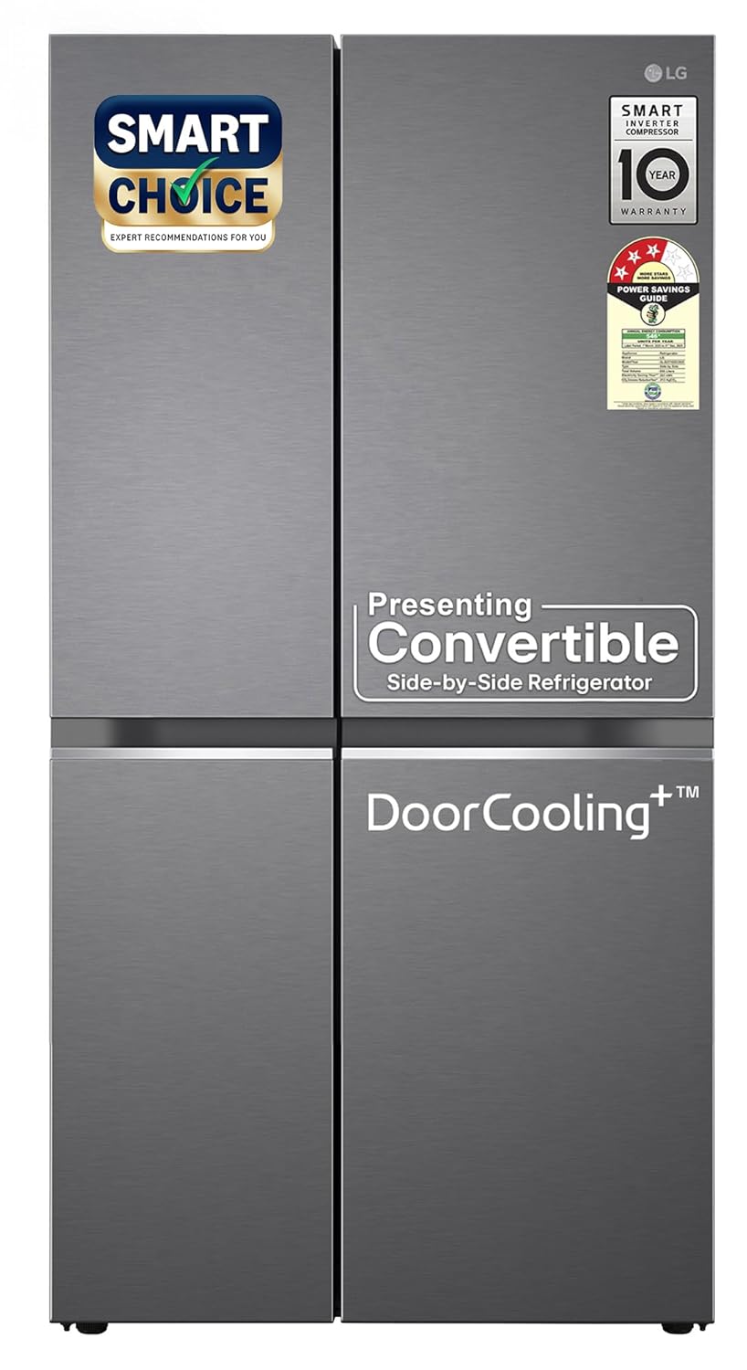 LG 650L 3-Star Smart Inverter Compressor Convertible Refrigerator (GL-B257HDS3, Dazzle Steel)
