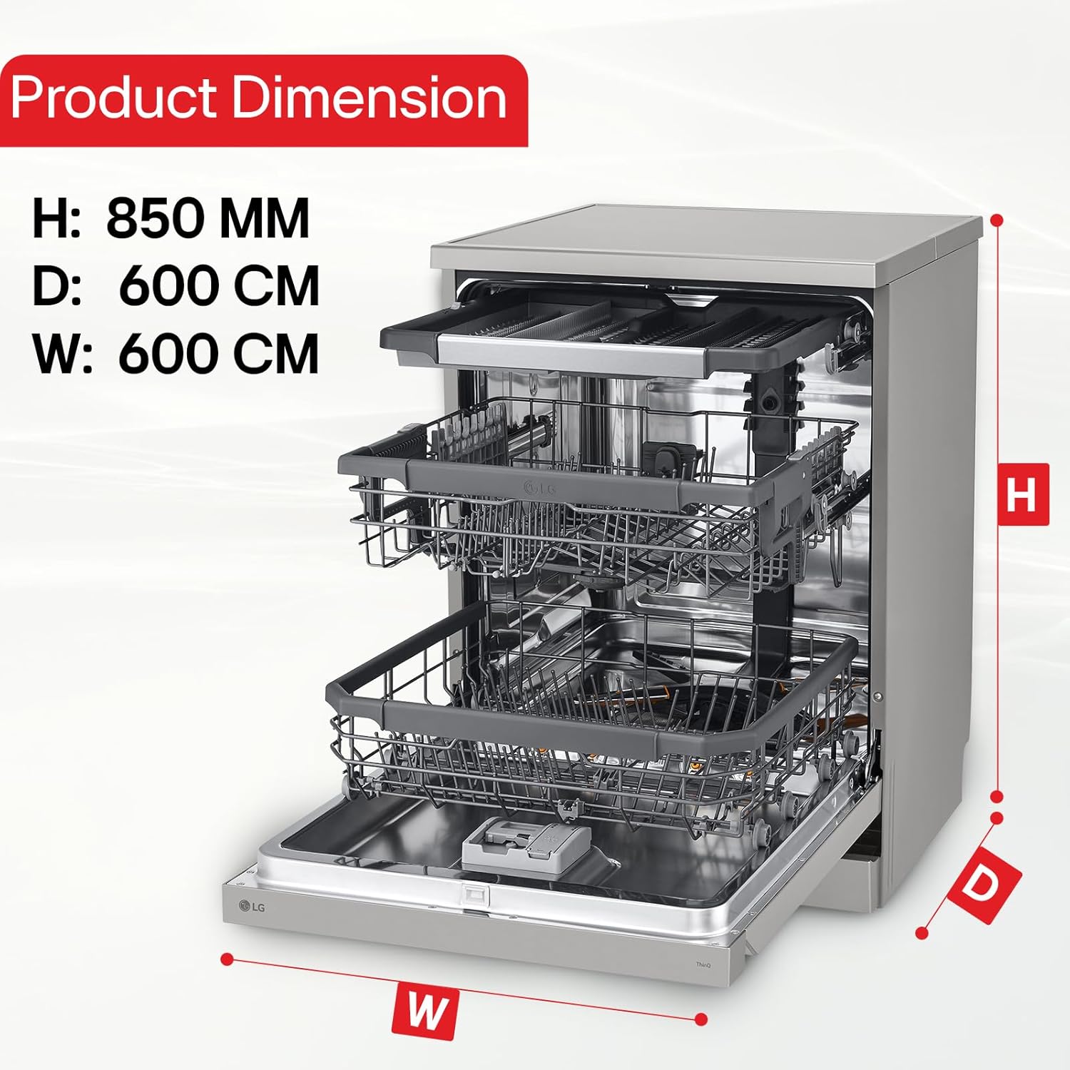 LG DFB435FV 15-Place Dishwasher: Powerful Cleaning for Big Loads