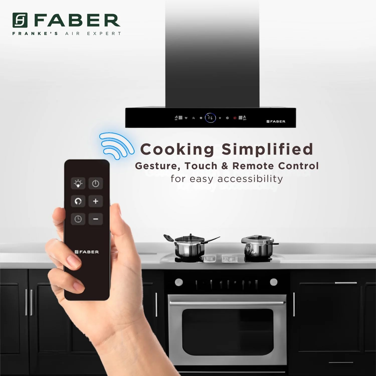 Faber 1500 m³/hr Autoclean Kitchen Chimney (HOOD DAZZLE BLDC FL HC BK 90, Filterless, Touch & Gesture, Remote, Black)