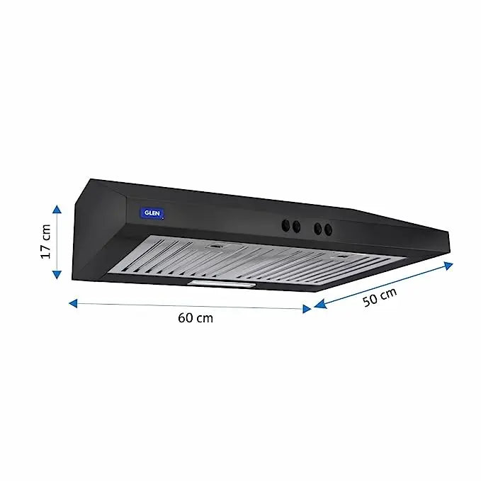 Glen 60 cm 1000 m3/hr Straight Line Chimney Baffle Filters Push buttons (6000 Junior, Black)