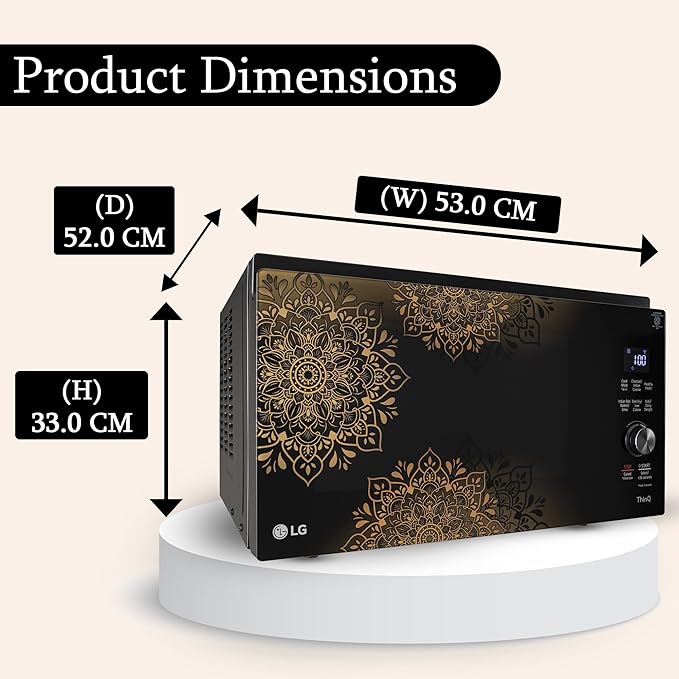 LG 32L Wi-Fi Charcoal Convection Microwave (MJEN326UIW) with Scan to Cook, Heart-Friendly Recipes & 360° Rotisserie - Black Regal Pattern