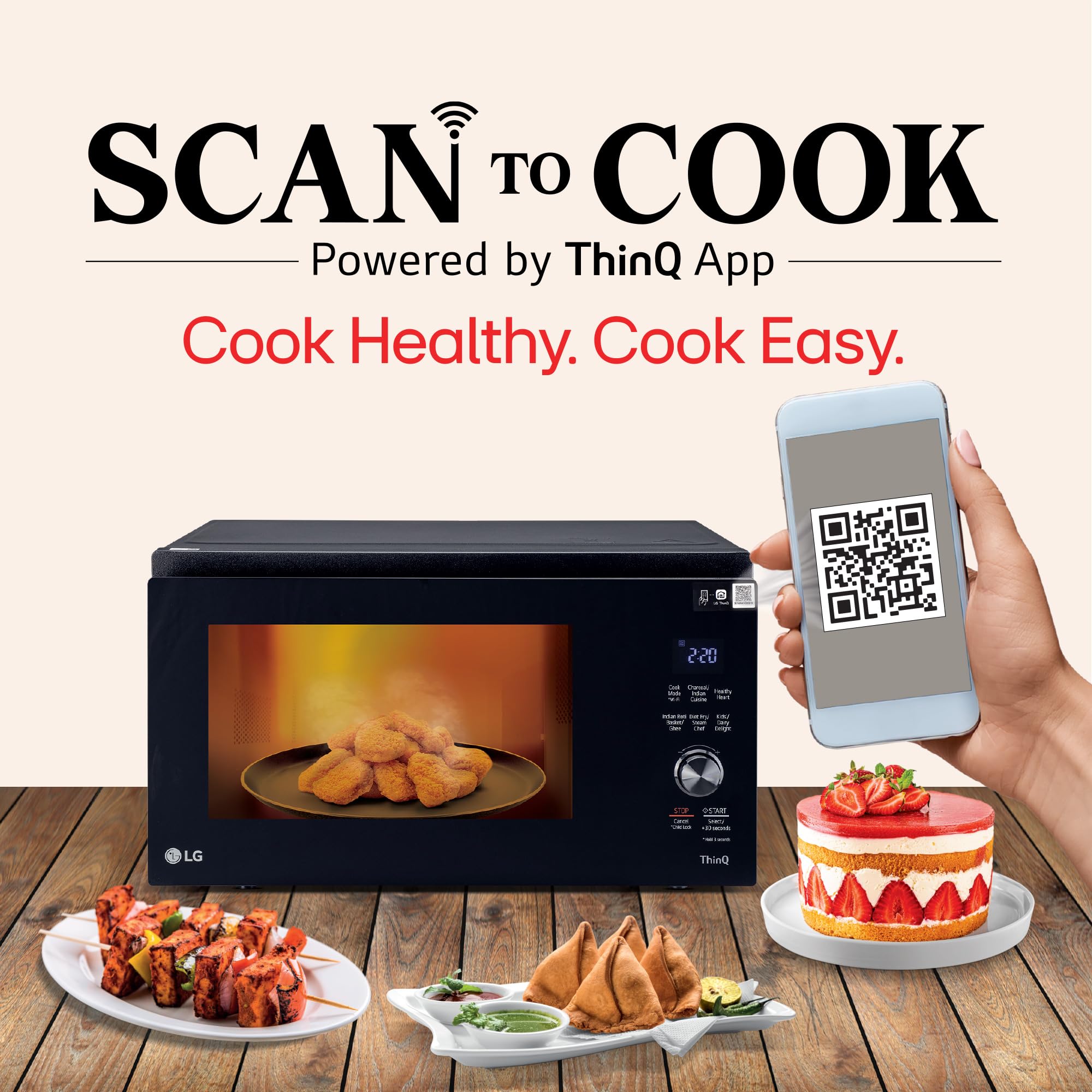 एलजी 28 एल वाई-फाई सक्षम चारकोल कन्वेक्शन हेल्दी माइक्रोवेव ओवन (MJEN286UFW, काला, डाइट फ्राई) - 2023 मॉडल