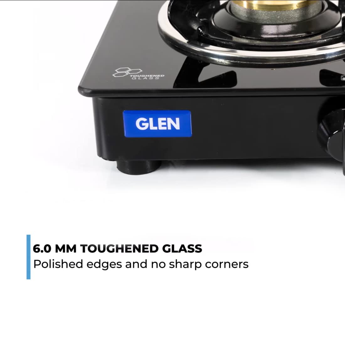 Glen 3 Burner Toughened Glass Top | LPG Gas Stoves with Fuel Efficient Brass Burners | Black | ISI Certified| Fixed Stainless Steel Drip Trays | 1033 GT BB BL (Auto Ignition)