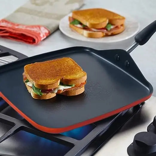 Meyer Non Stick Aluminium Square Griddle Gas Base 01807 28 cm Orange