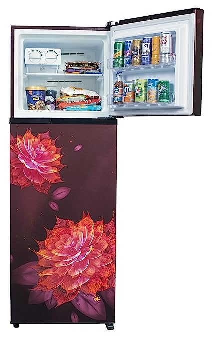 Havells-Lloyd Refrigerator Double Door 262L 3Star Inverter Sakura Red Toughened Glass/3N GLFF273ASRT1PB