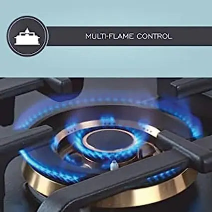 Elica Hob 3 Burner Auto Ignition Glass Top - 2 Mini Triple Ring and 1 Double Ring Brass Burner (FLEXI PRO FB 3B 75 MT DX)