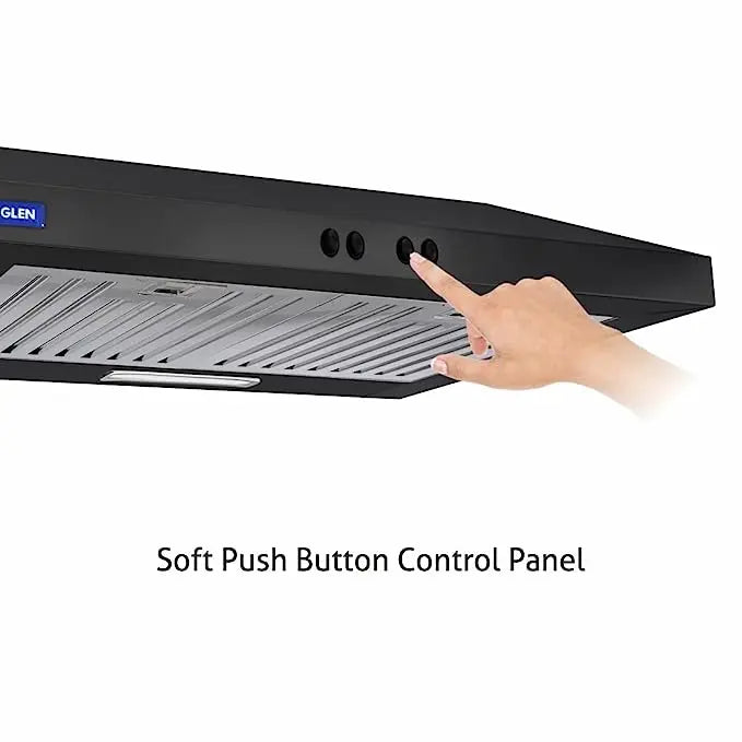 Glen 60 cm 1000 m3/hr Straight Line Chimney Baffle Filters Push buttons (6000 Junior, Black)