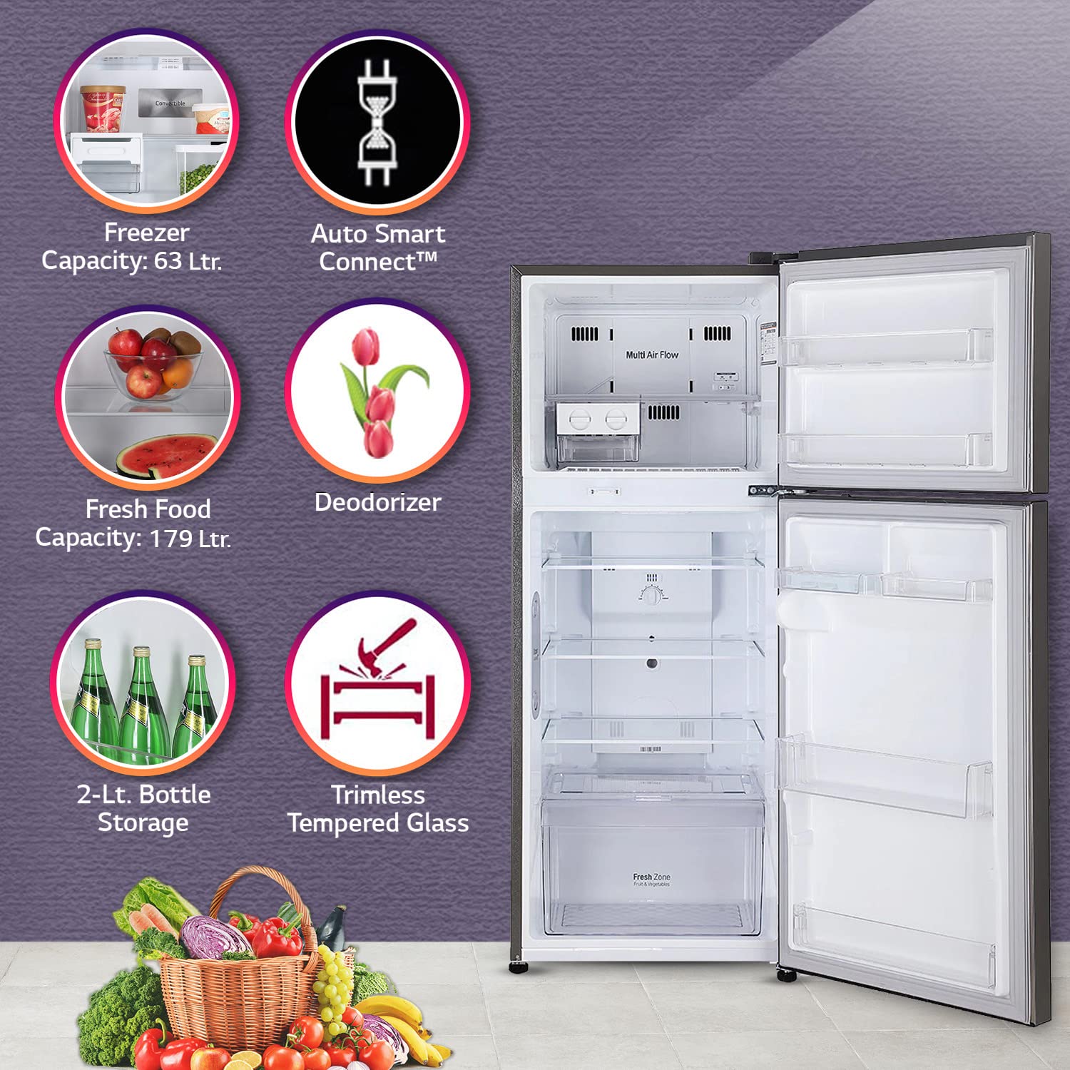 LG Refrigerator ‎GL-I292RPZX 242Lt 3Star Shiny Steel 	‎	‎
