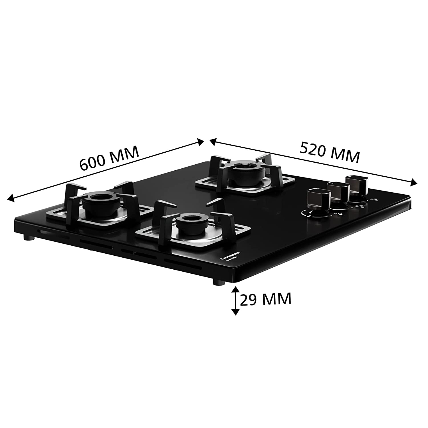 Crompton TAB-SUHB603-MBL Super Slim Gas Hob 60cm 3burner AI