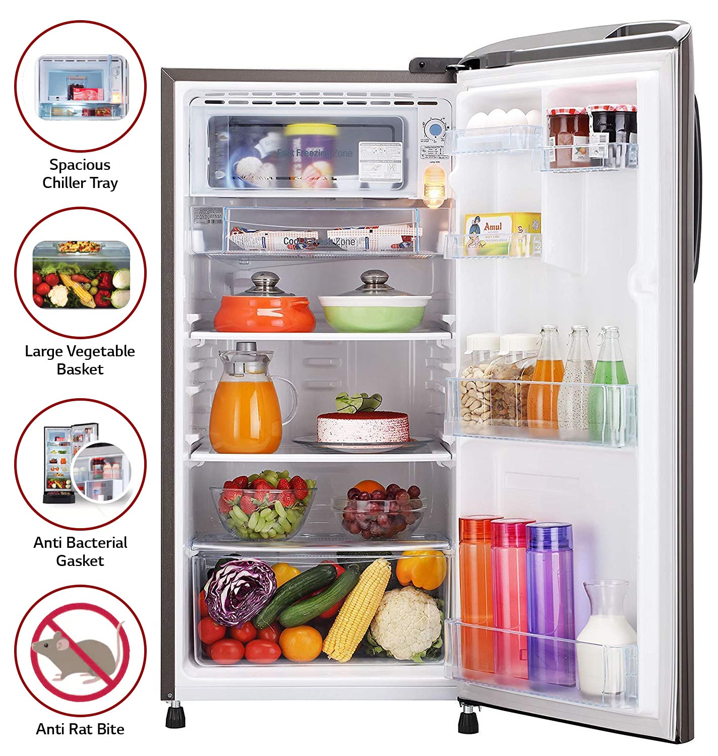 LG 190 L 4 Star Inverter Direct Cool Single Door Refrigerator(GL-B201APZY, Shiny Steel)