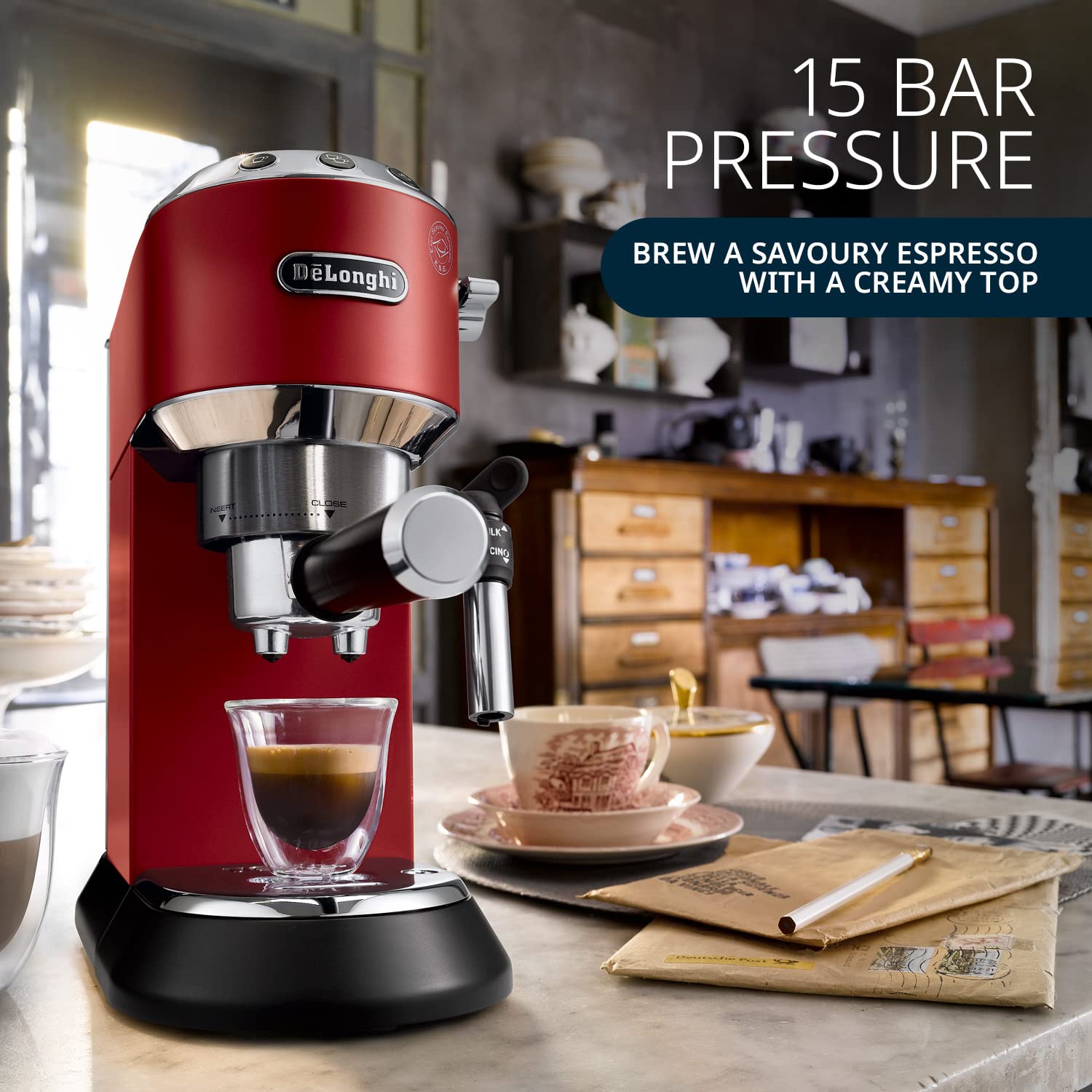 DeLonghi EC685.R 1350-Watt Espresso Coffee Machine (Red)