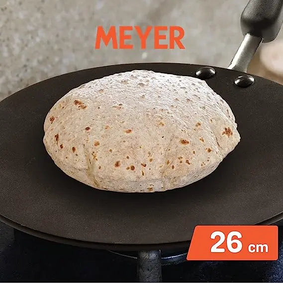 Meyer Aluminium Non Stick Curved Tawa Gas Base 01757 26cm/5mm Orange