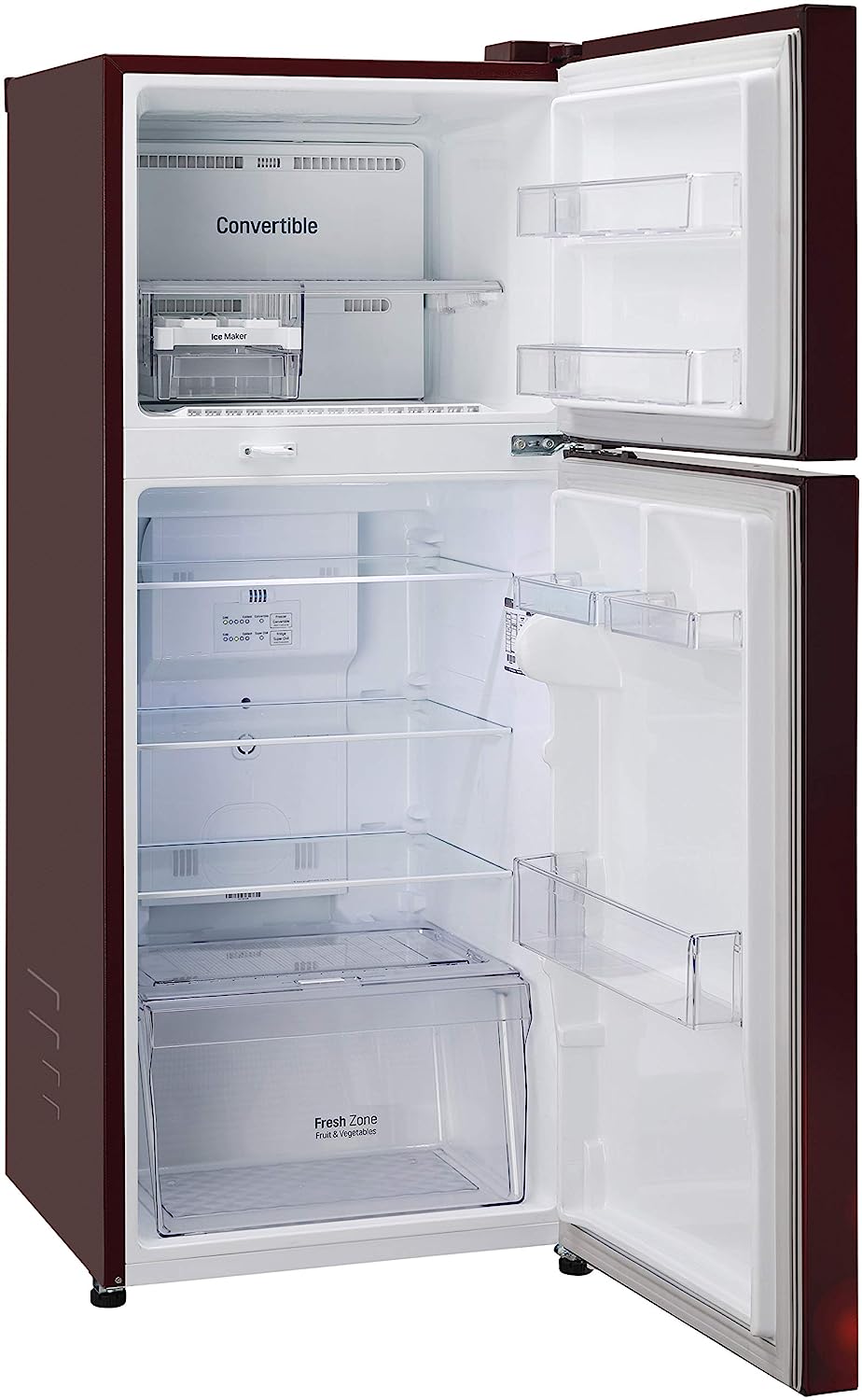 LG 260 L 2 Star Frost Free Inverter Double Door Refrigerator (GL-T292RSCY, Scarlet Charm, Convertible)