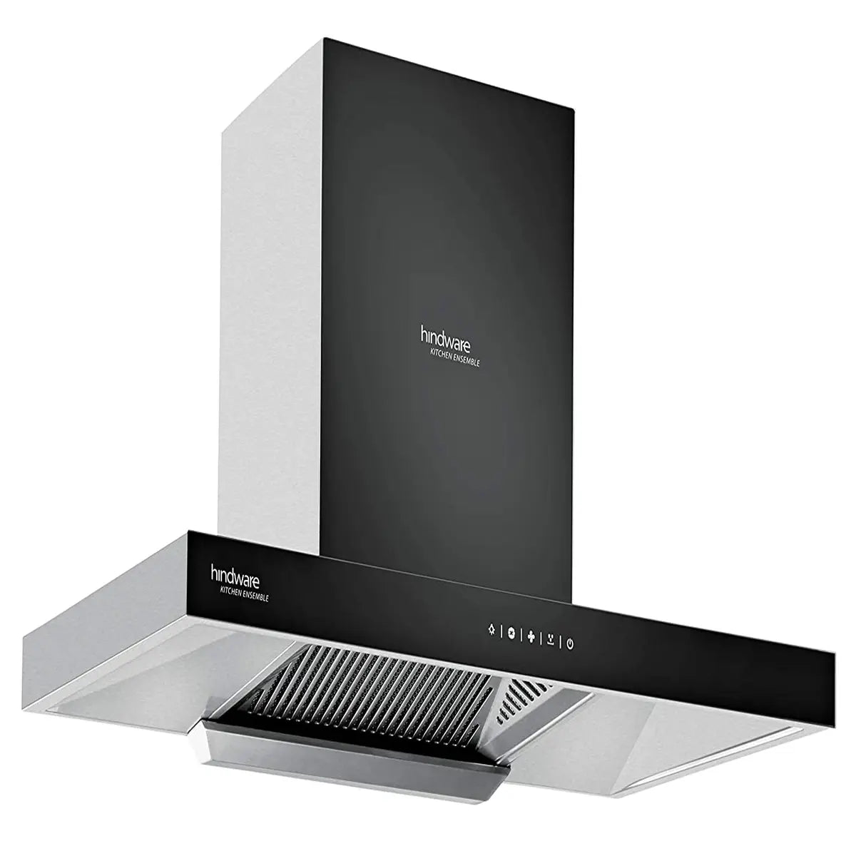Hindware 90 cm 1200 m³/HR Auto-Clean Angular Kitchen Chimney (C100161, Filterless Technology, Touch Control, Black and Inox)