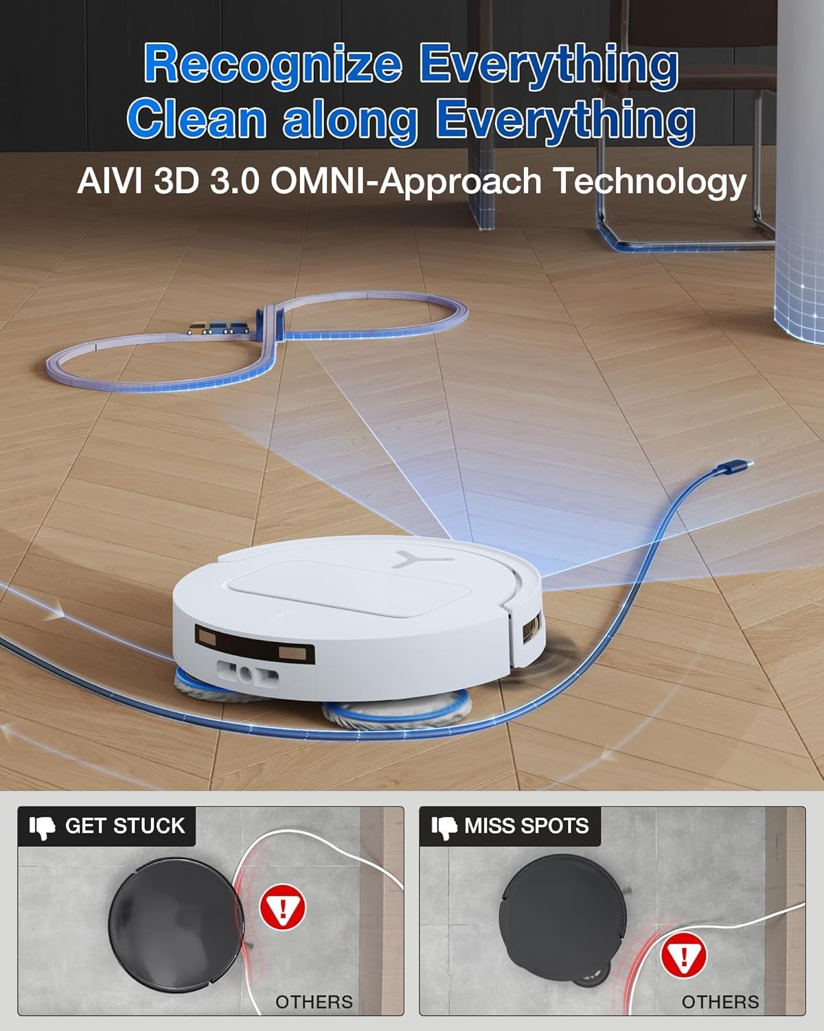 ECOVACS Deebot T50 PRO: 2-in-1 Robot Vacuum & Mop, 2025 Launch, 15000 Pa Suction, 6400 mAh Battery, 8.1 cm Ultra-Thin, Zerotangle 2.0, AIVI