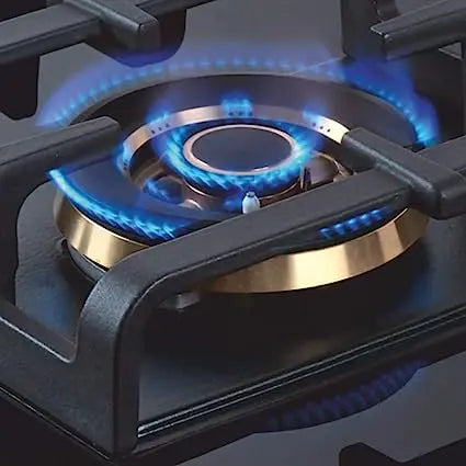 Elica Hob 3 Burner Auto Ignition Glass Top - 2 Mini Triple Ring and 1 Double Ring Brass Burner (FLEXI PRO FB 3B 75 MT DX)